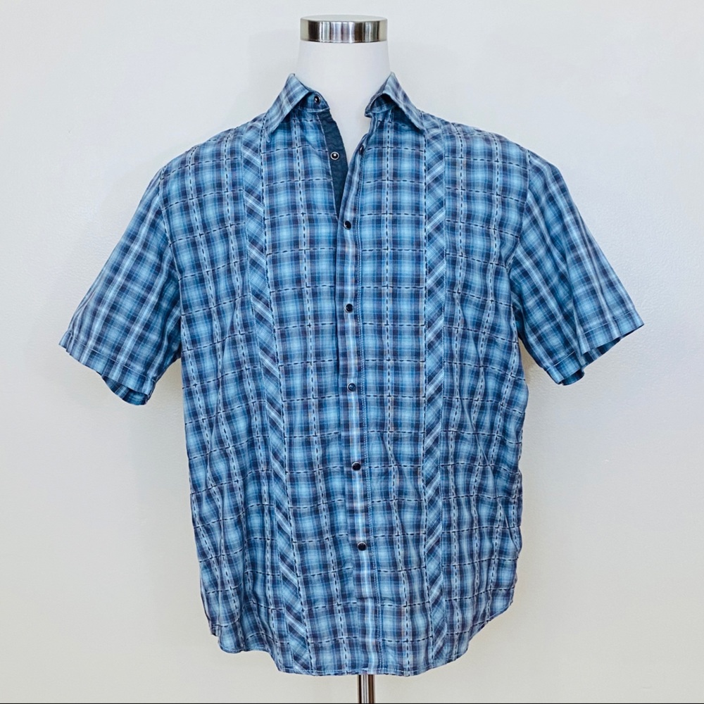Transcript Snap Button Men’s Short Sleeve Shirt